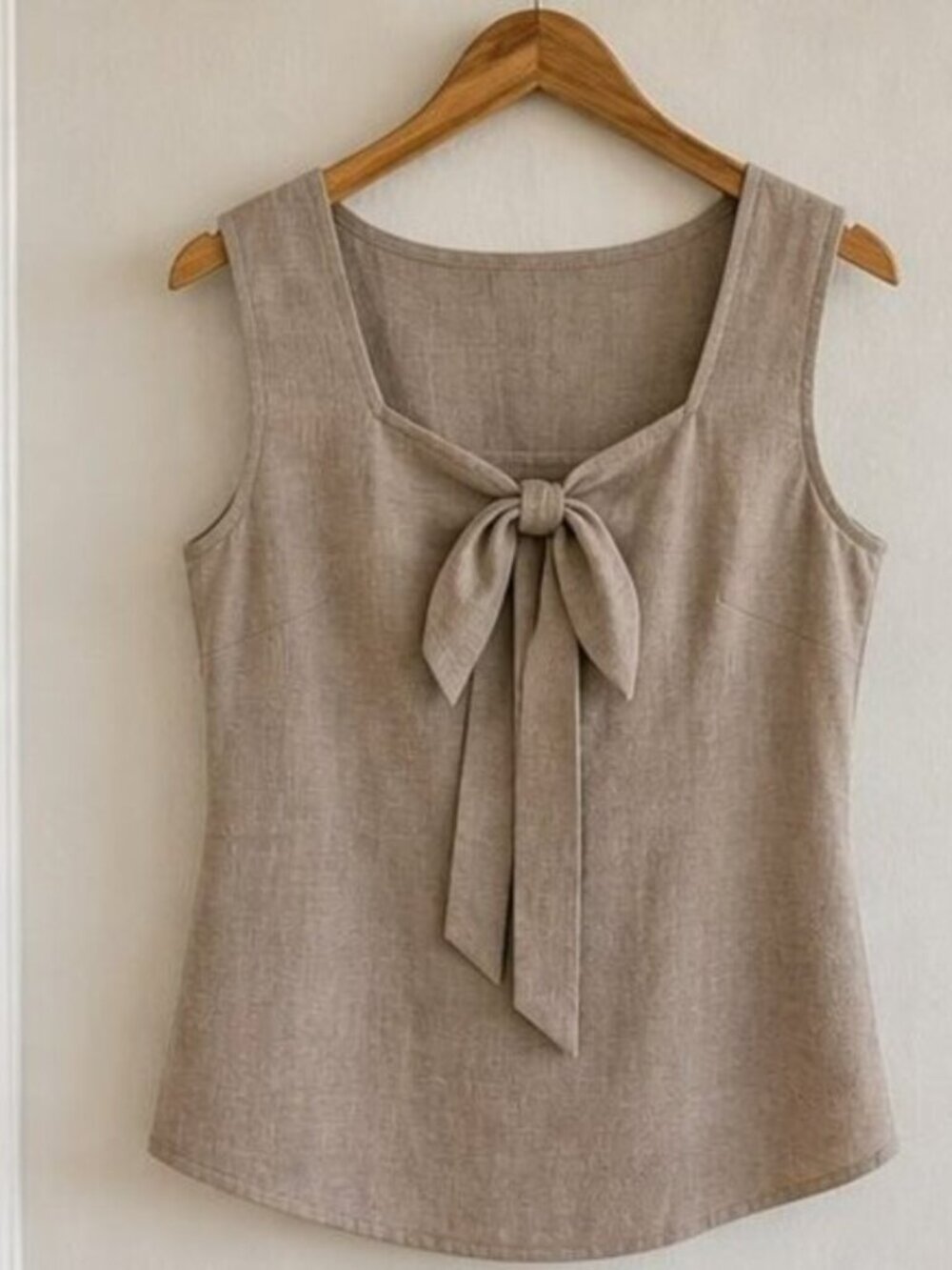Taupe Tie Neck Blouse